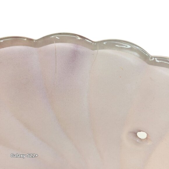 Vintage Pink Swirl Frosted Glass 3-Chain Ceiling Light Globe With Scalloped Edge - Picture 4 of 11